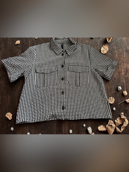 Zara Tops - Zara Black and White Gingham Button-Down Shirt